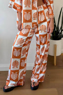 Pantaloni a gamba larga con stampa speciale in raso - Completo