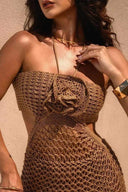 שמלת מקסי סרוגה עם רצועת צוואר Yedda Halterneck